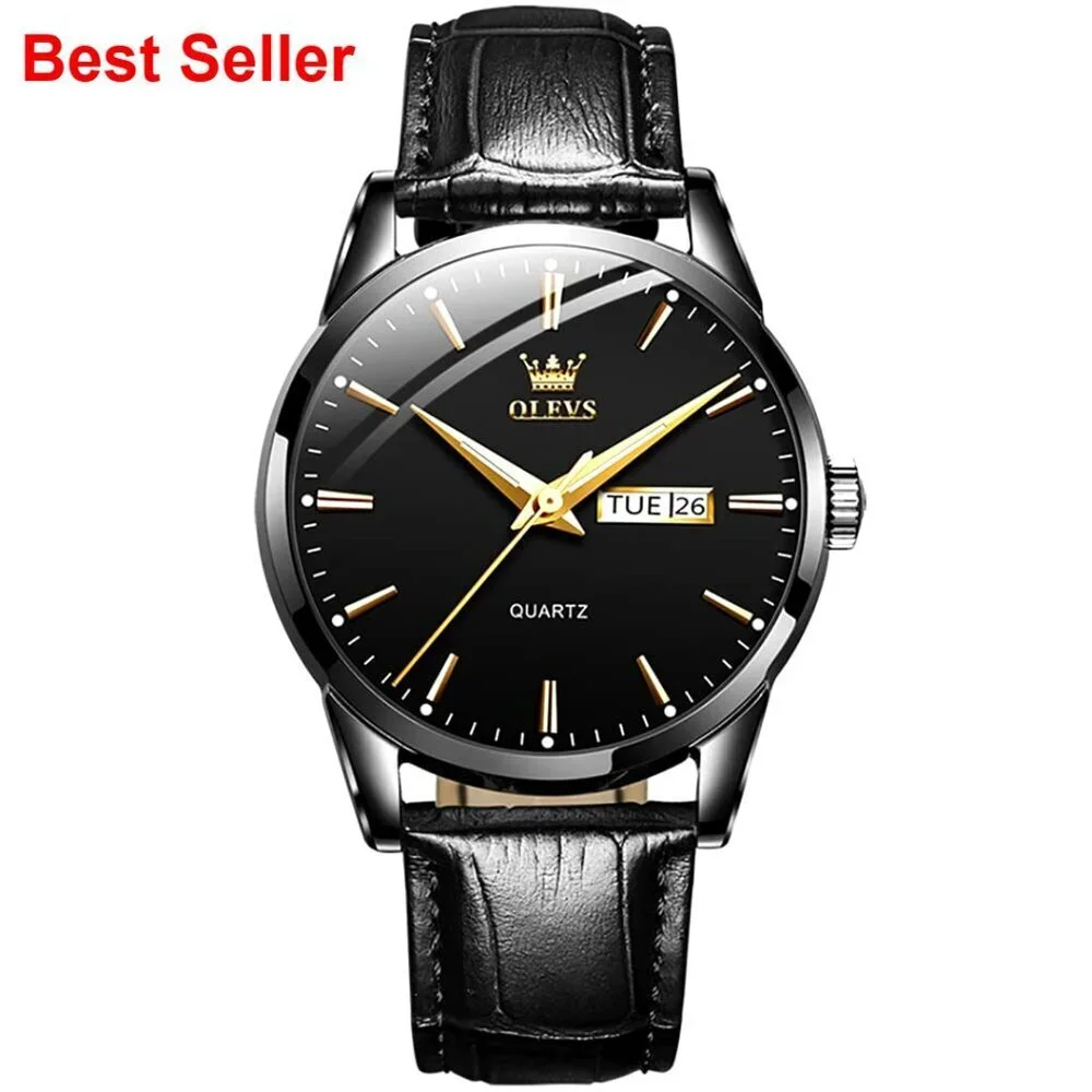 Men's Stainless Steel Analog Quartz Watch with Luminous Hands